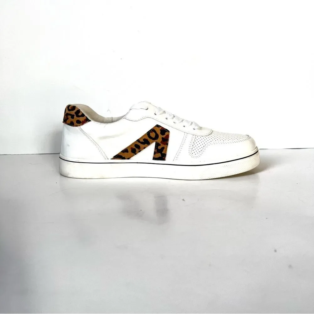 MIA Alisa NEW White Leopard Print Accent Skate Athleisure Sneakers SZ 8.5